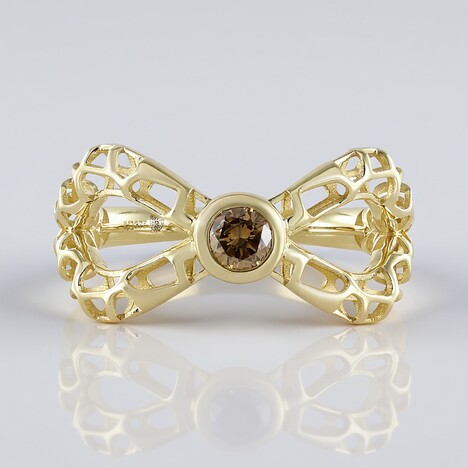 Anello in oro con Diamante Champagne I2 (Ornaments by de Melo)
