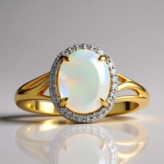 Anello in oro con Opale Bianco Brasiliano
