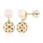Pendientes en oro con Perla blanca Freshwater (Michelle Albala)