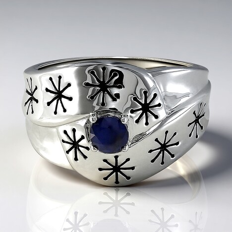 Anello in argento con Zaffiro Blu (TPC)