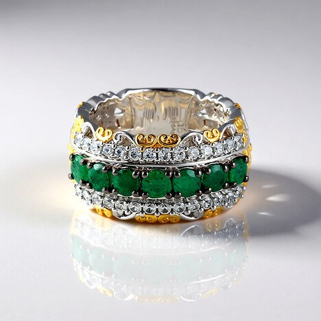 Anello in argento con Smeraldo Zambia (Gems en Vogue)