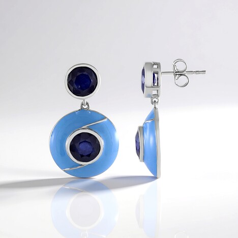 Orecchini in argento con Zaffiro Blu del Madagascar (Adela Silber)
