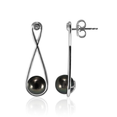 Boucles d'oreilles en argent et Perle de culture de Tahiti (TPC)