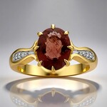 Anello in oro con Apatite Rossa