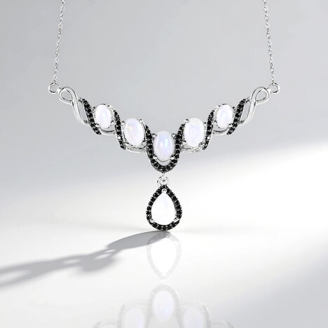 Collana in argento con Pietra di Luna Arcobaleno
