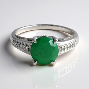 Anillo en plata con Calcedonia verde