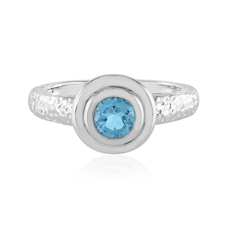 Bague en argent et Topaze bleu Suisse