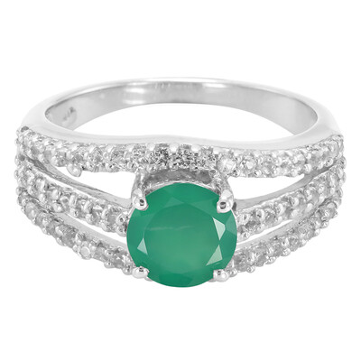 Anello in argento con Calcedonio Verde