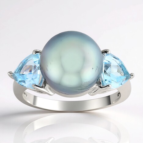 Anello in argento con Perla Tahitiana (TPC)