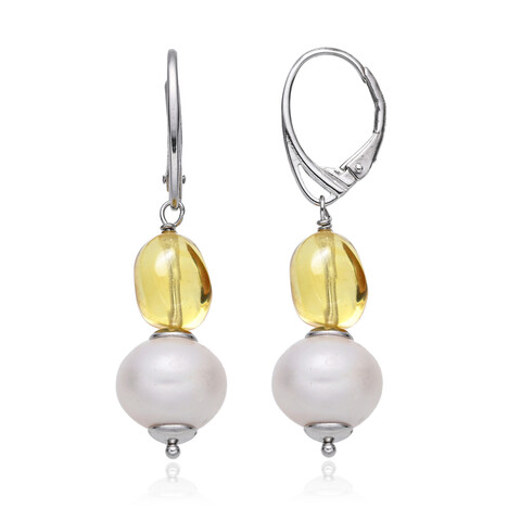 Zilveren oorbellen met Witte zoetwater kweekparels (MONOSONO COLLECTION)