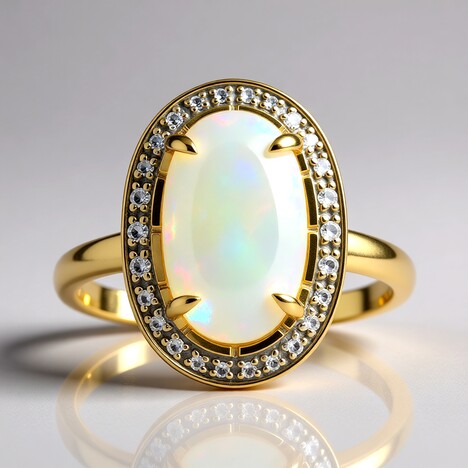 Anello in oro con Opale Bianco Brasiliano
