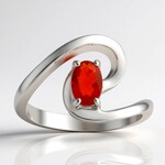 Bague en argent et Opale de feu mexicaine AAA