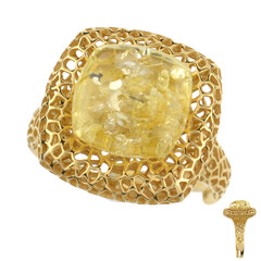 Zilveren ring met een Baltische citroen barnsteen (dagen)