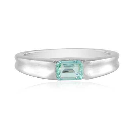 Zilveren ring met een Paraiba kleurige smaragd