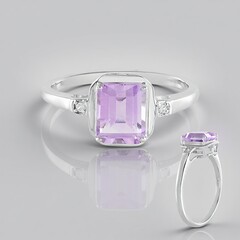 Anello in argento con Ametista Rose de France