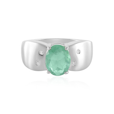 Anillo en plata con Fluorita verde