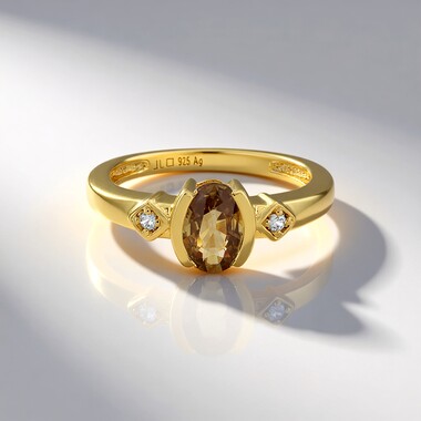 Zilveren ring met een kanariegele zirkoon