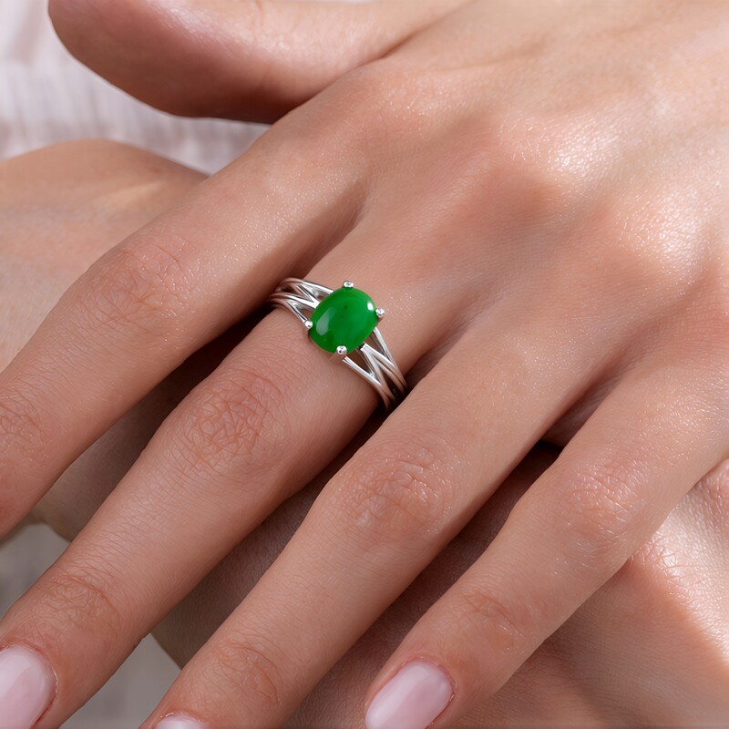 Anello in argento con Crisoprasio Imperiale