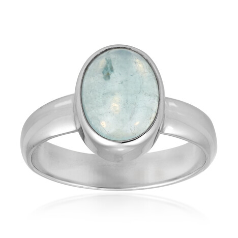 Brasilianischer Aquamarin-Silberring (Bali Barong)