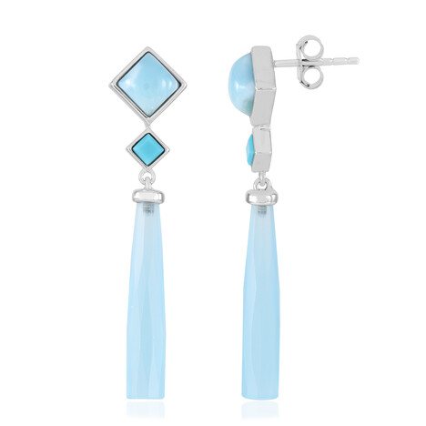 Zilveren oorbellen met Blauwe chalcedonen (KM by Juwelo)