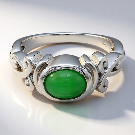 Anello in argento con Crisoprasio Imperiale