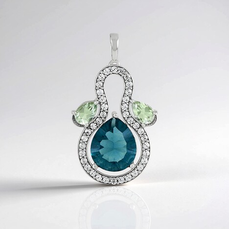 Ciondolo in argento con Fluorite Blu Caraibico