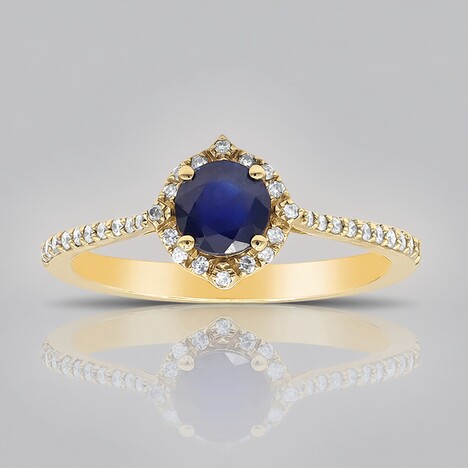 Anello in oro con Zaffiro Ceylon Blu