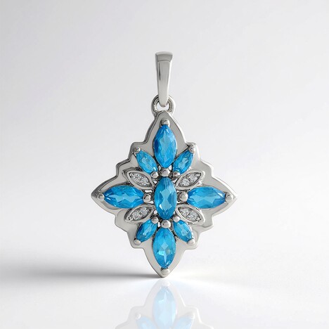 Pendentif en argent et Apatite bleu néon