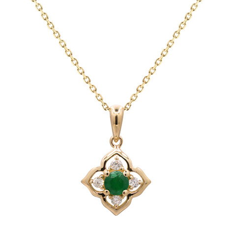 14K AAA Zambian Emerald Gold Necklace (CIRARI)