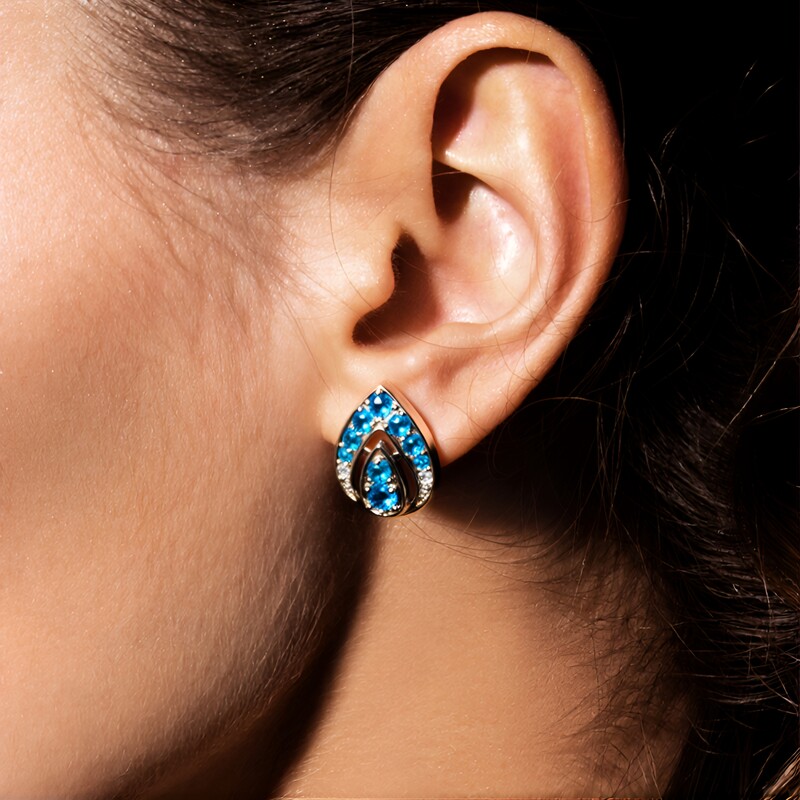 Neon Blue Apatite Silver Earrings