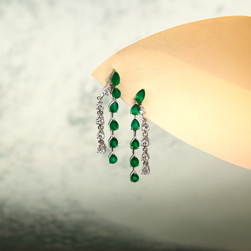 Pendientes en plata con Ónix verde