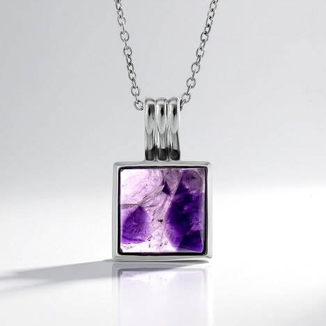 Collier en argent et Améthyste chevron