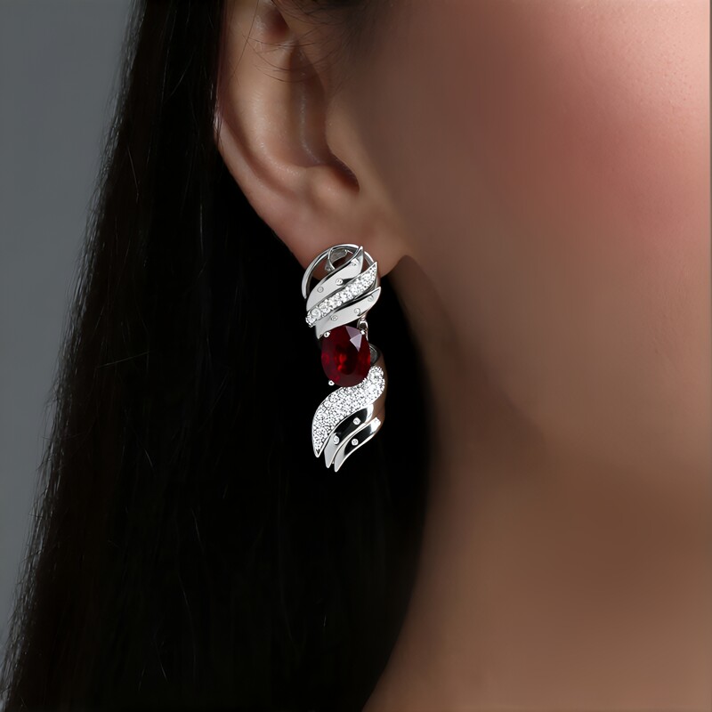 Madagaskar-Rubin-Silberohrringe (de Melo Essence)