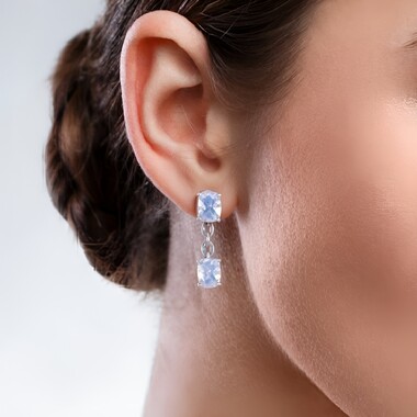 Blue Moon Quartz Silver Earrings