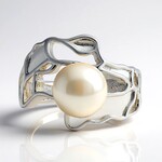 Anello in argento con Perla d'Acqua Dolce Bianca (TPC)