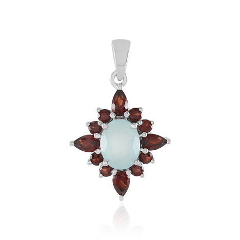 Aqua-Chalzedon-Silberanhänger