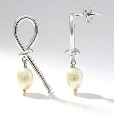 Orecchini in argento con Perla d'Acqua Dolce Bianca (Joias do Paraíso)