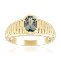 Gouden ring met een onverhitte blauwgroene tanzaniet