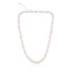 Zilveren halsketting met Witte zoetwater kweekparels (TPC)