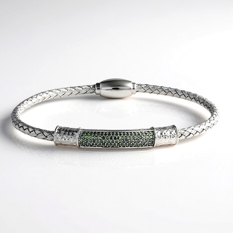 Bracciale in argento con Diamante Verde