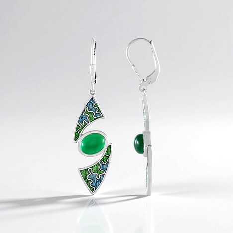 Orecchini in argento con Onice Verde (Adela Silber)