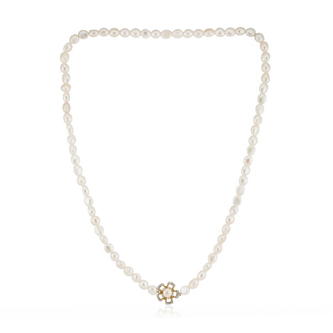 White Freshwater Pearl Silver Necklace (TPC)
