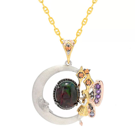 Mezezo Opal Silver Necklace (Gems en Vogue)