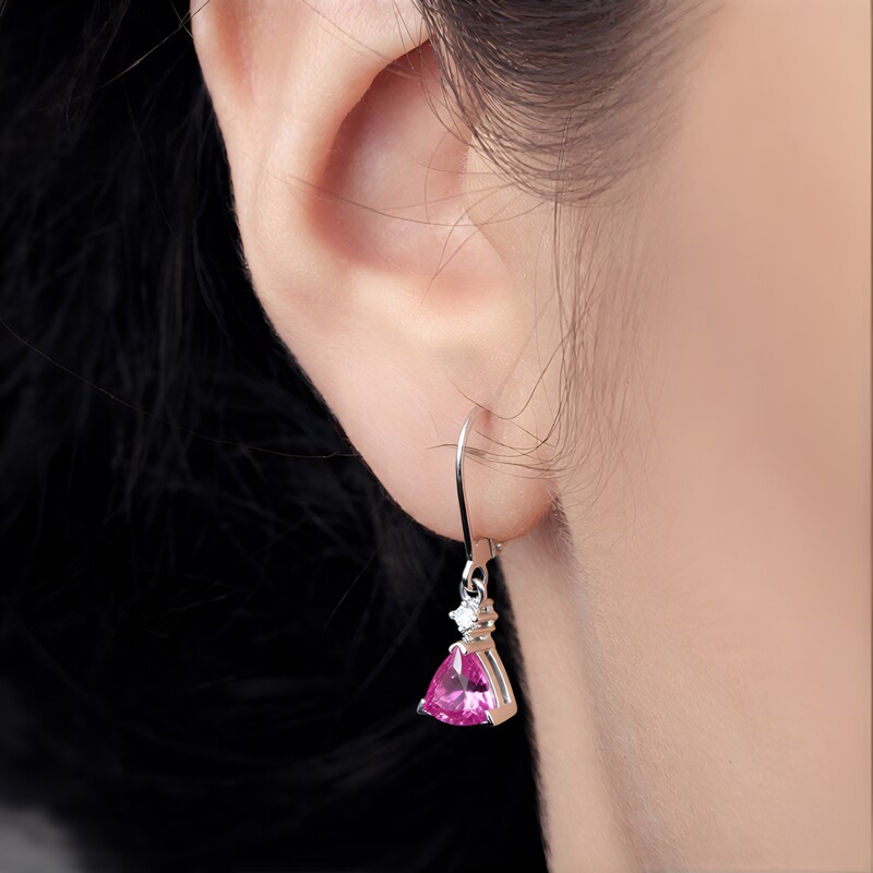 14K Pink Sapphire Gold Earrings (CIRARI)