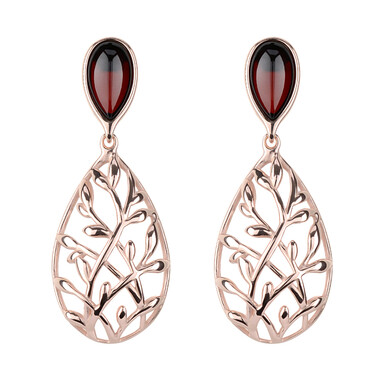 Orecchini in argento con Ambra Baltica color Ciliegia (dagen)