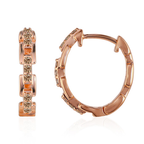 9K SI1 Argyle Rose De France Diamond Gold Earrings (Annette)