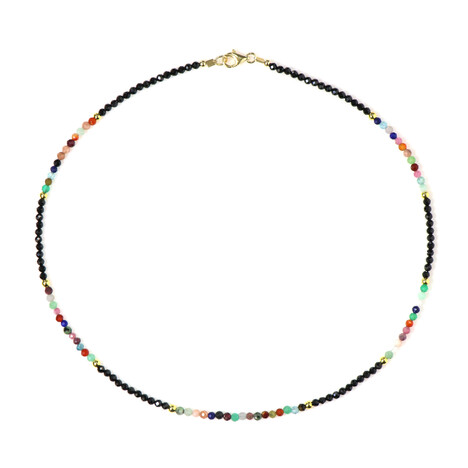 Zilveren halsketting met zwarte spinelstenen