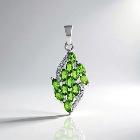 Ciondolo in argento con Diopside Russo