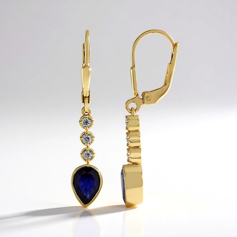 Orecchini in argento con Zaffiro Blu del Madagascar