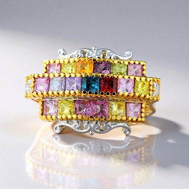 Red Sapphire Silver Ring (Gems en Vogue)
